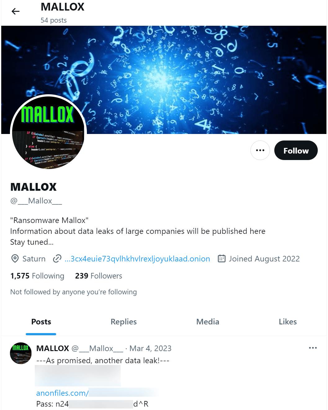 Mallox profile on X (Source - Securelist)