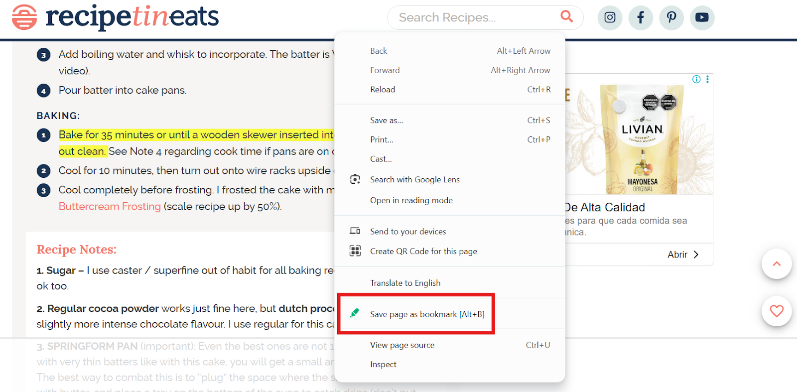 Right click on any page to save a bookmark in Web Highlights