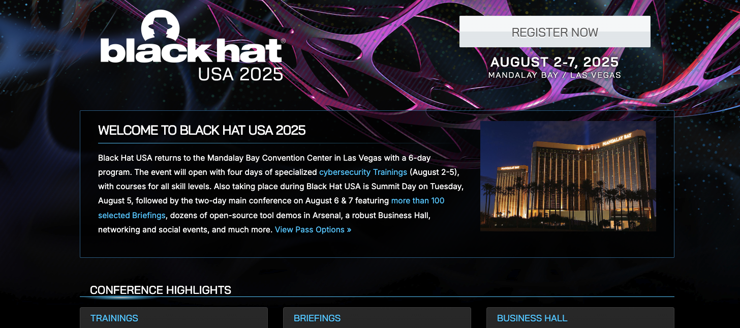Screenshot of Black Hat USA 2025.