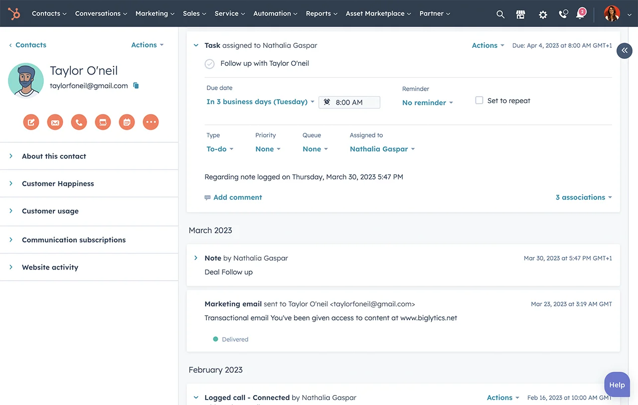 HubSpot CRM Contact Management