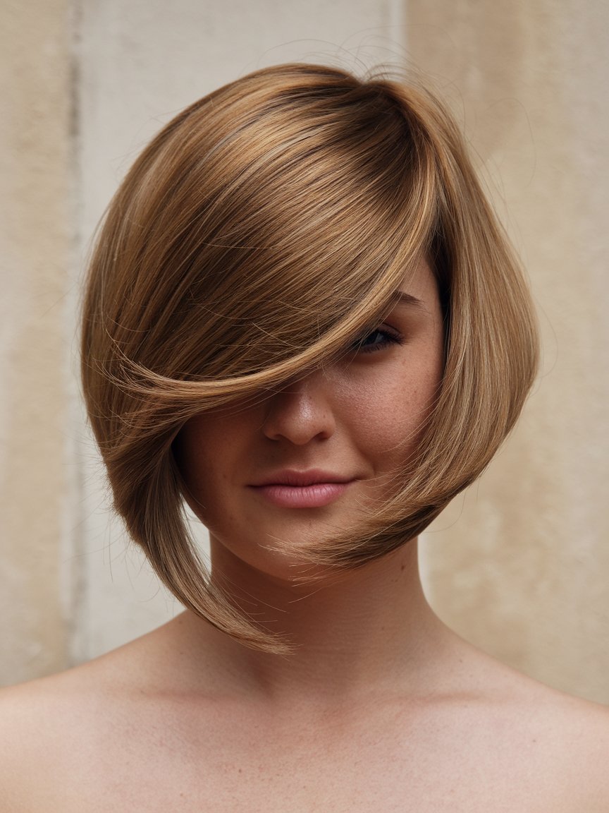 26. Asymmetrical Sleek Blunt Bob