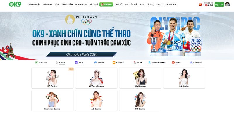 OK9 cung cấp đến 1000+ trò chơi thú vị