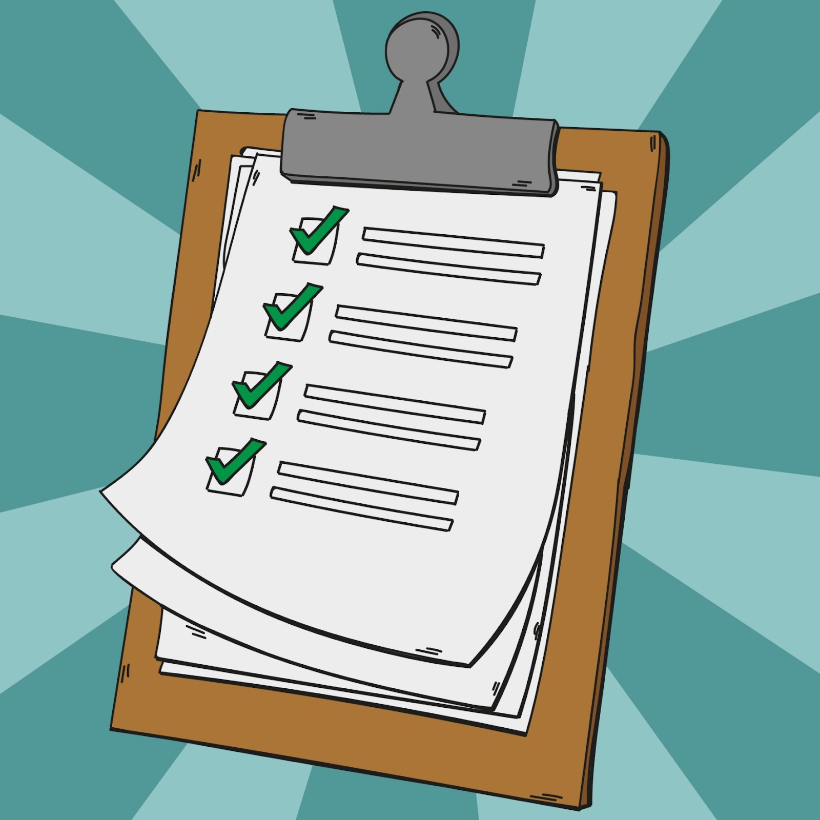 Hand-drawn background of clipboard with checklist