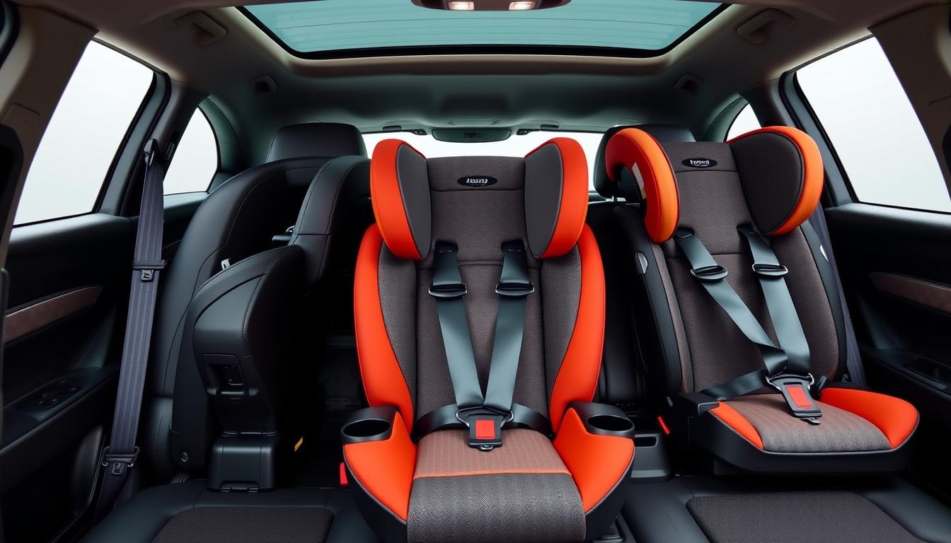 Three car seats installed across back seat for car seat buying guide 2025