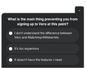 Vero survey popup