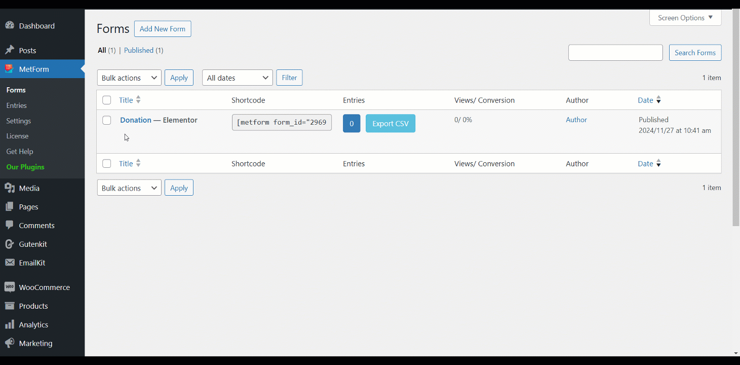 Customize donation form with MetForm