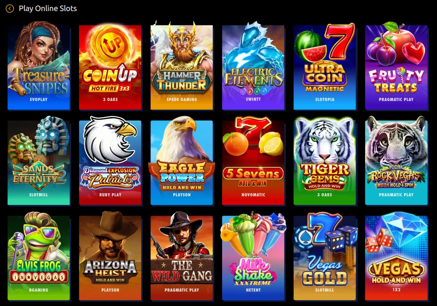 Jackpota casino slots selection