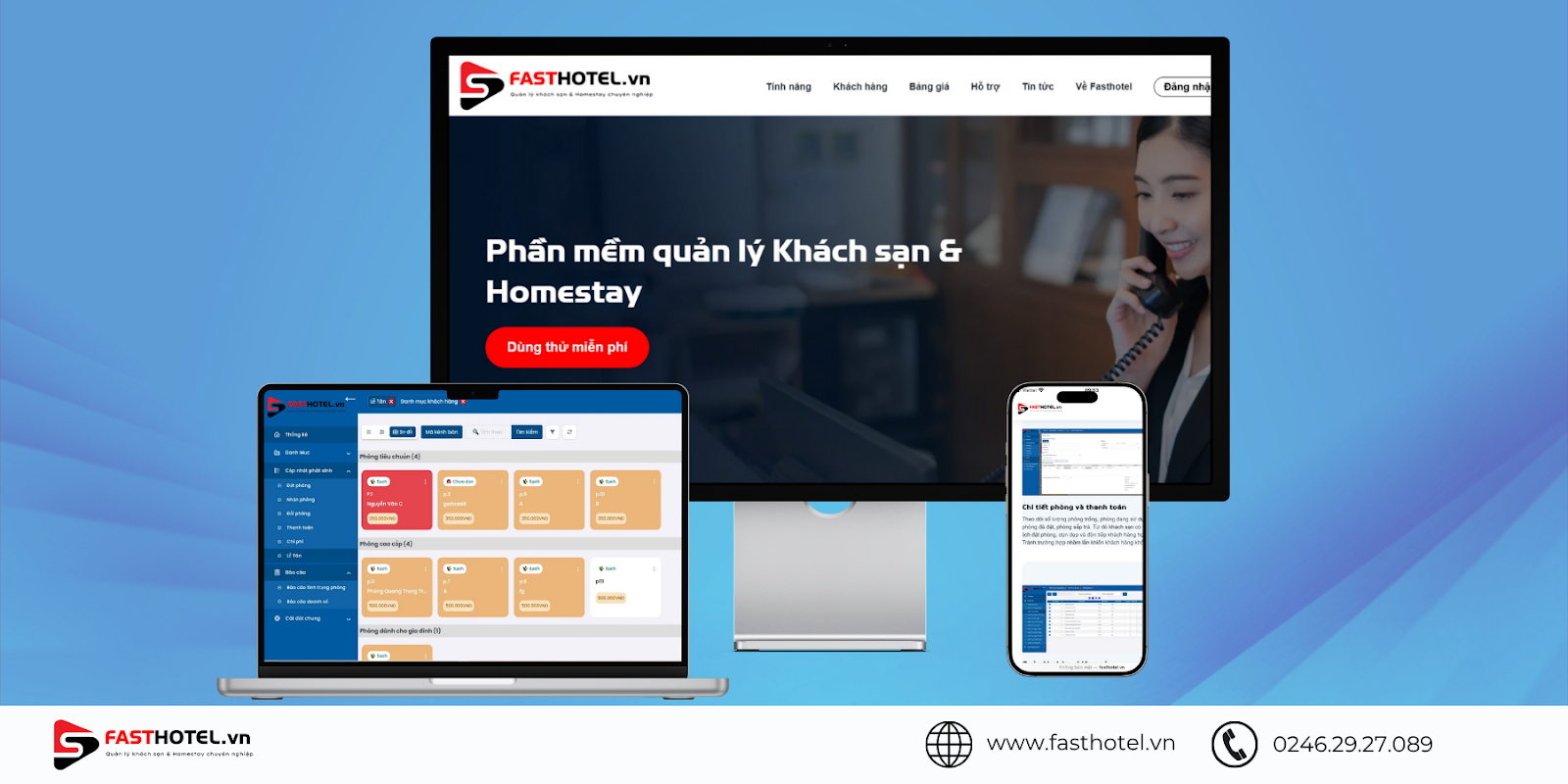 Giao diện phần mềm khách sạn Fasthotel.vn