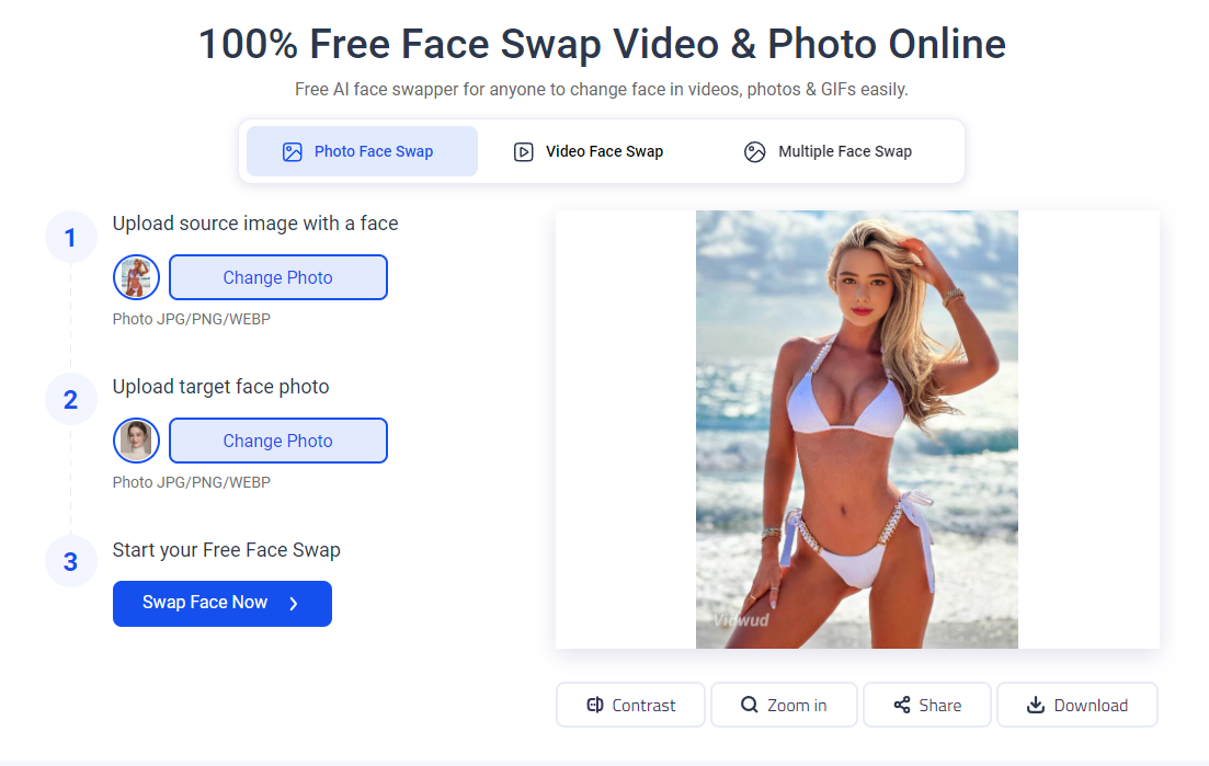 Vidwud Free AI Face Swapper