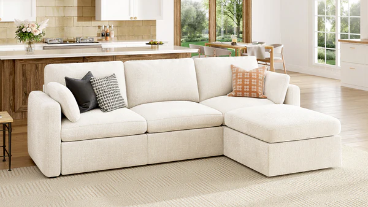 a gorgeous white Chenille Sofa