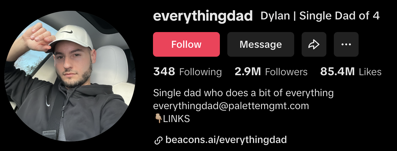 Dylan aka everything Dad social media profile
