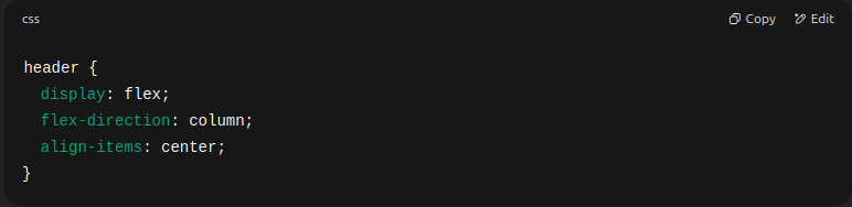 CSS flexbox layout code example.