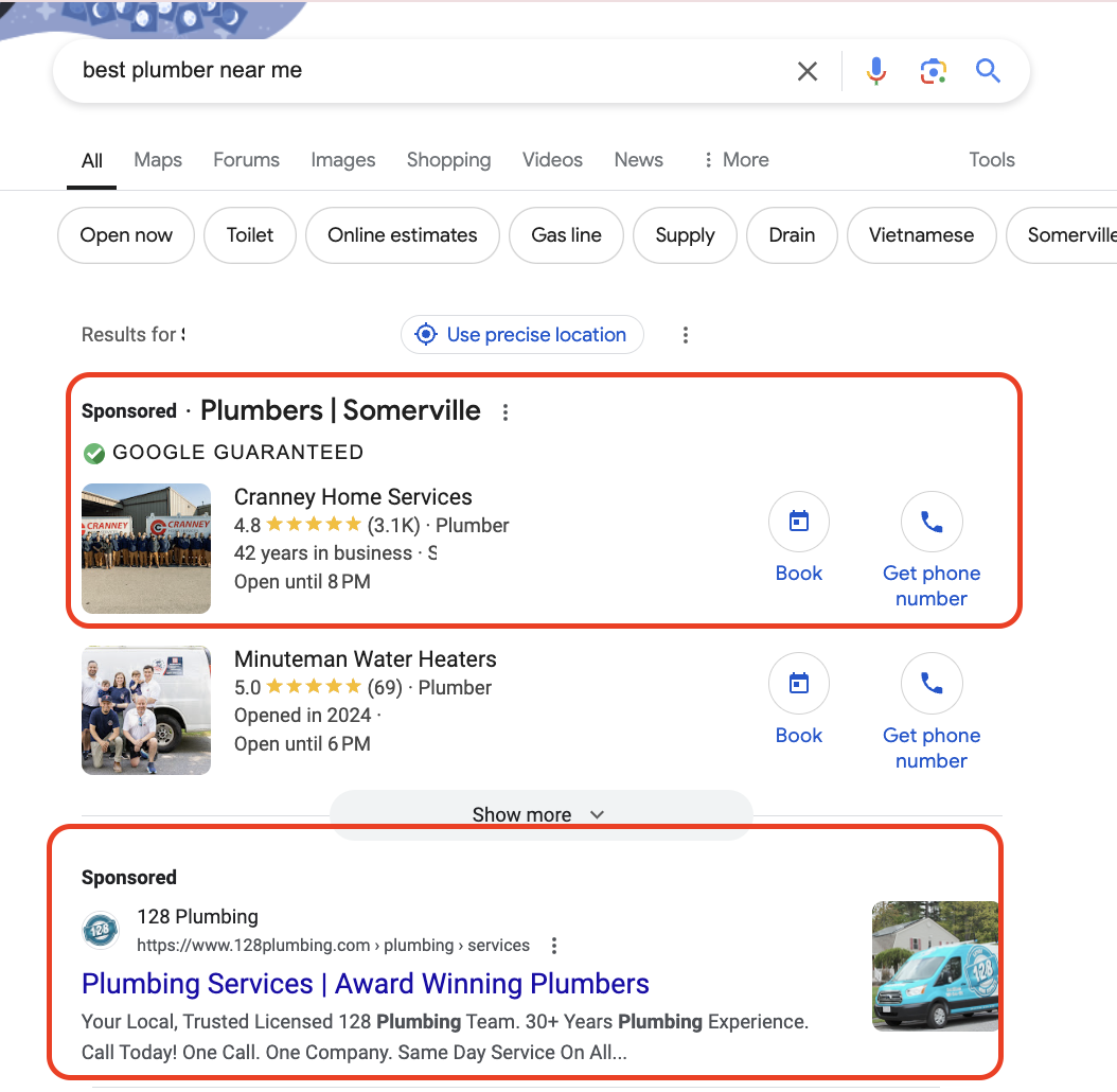 online advertising for plumbers