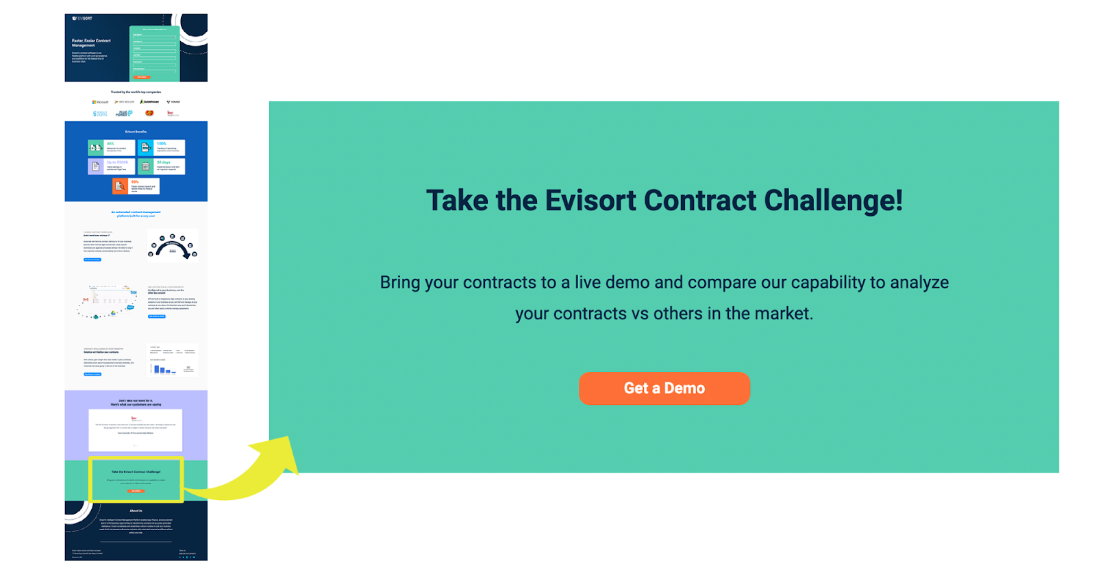 B2B landing pages - evisort