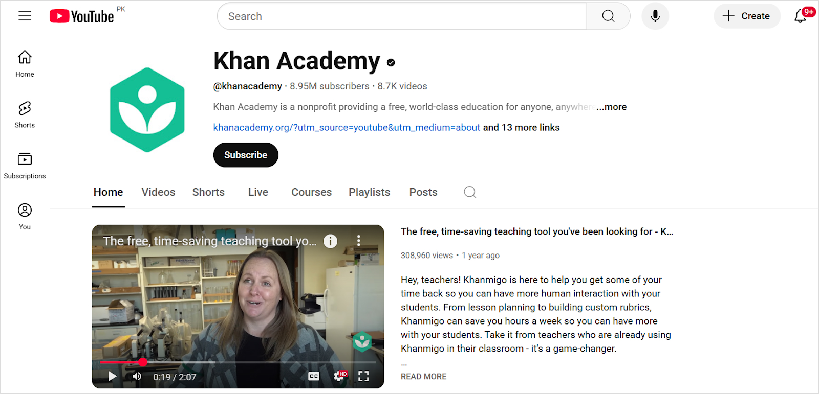 Khan academy YouTube channel