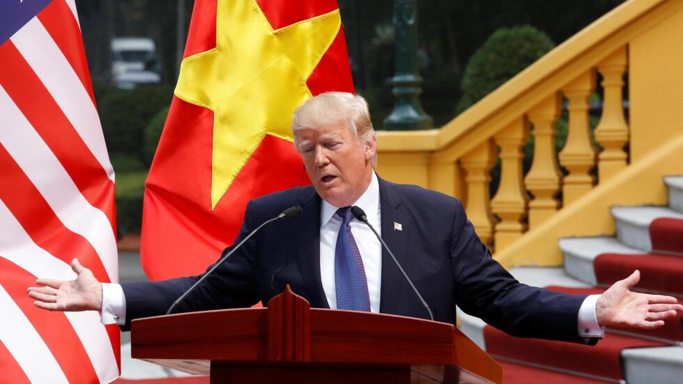 Ảnh tư liệu: Tổng thống Mỹ Donald Trump trong buổi họp báo tại Phủ Chủ tịch, Hà Nội, Việt Nam, ngày 12/11/2017.