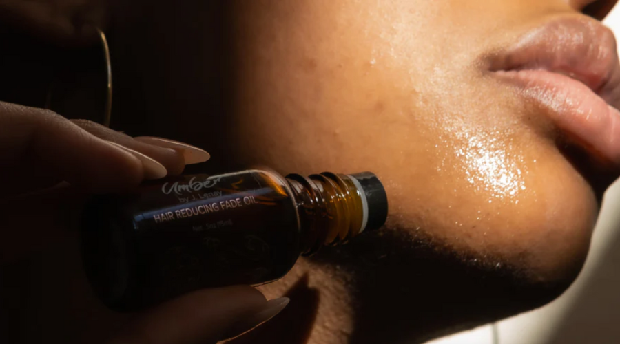 applying hair reducing fade oil