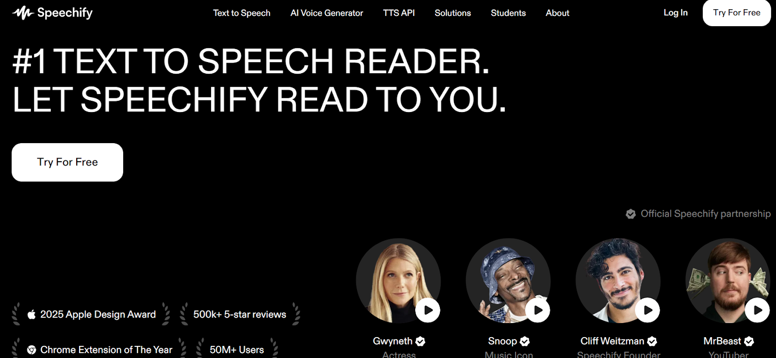 Speechify's website