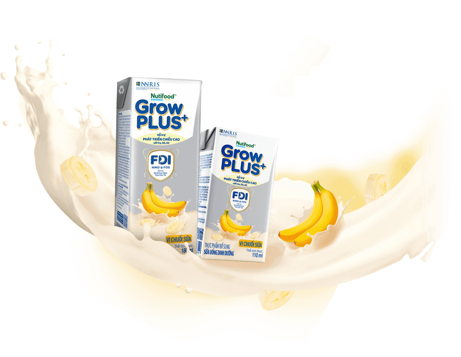 Nutifood GrowPLUS+ Vị Chuối sữa hỗ trợ bé phát triển toàn diện, khỏe mạnh.