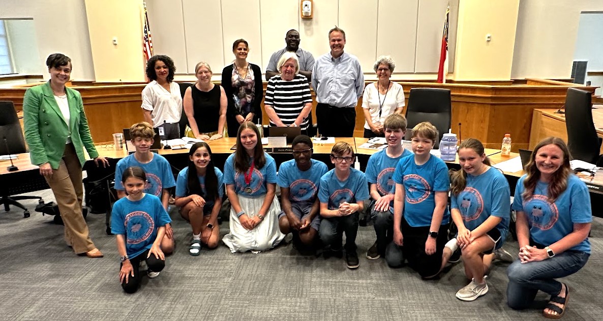 Orange Middle School Battle of the Books 2025 State Champions with Orange County Board of Education and Superintendent Dr. Danielle Jones