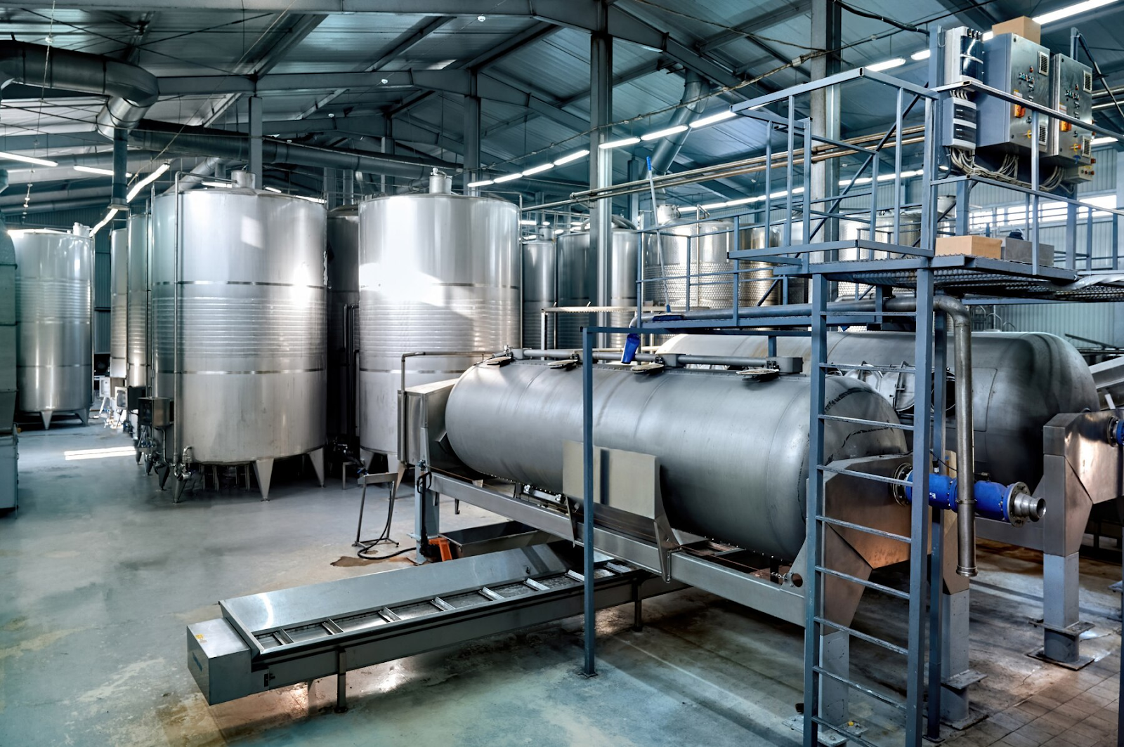 An image of refrigeration equipment in a warehouse.