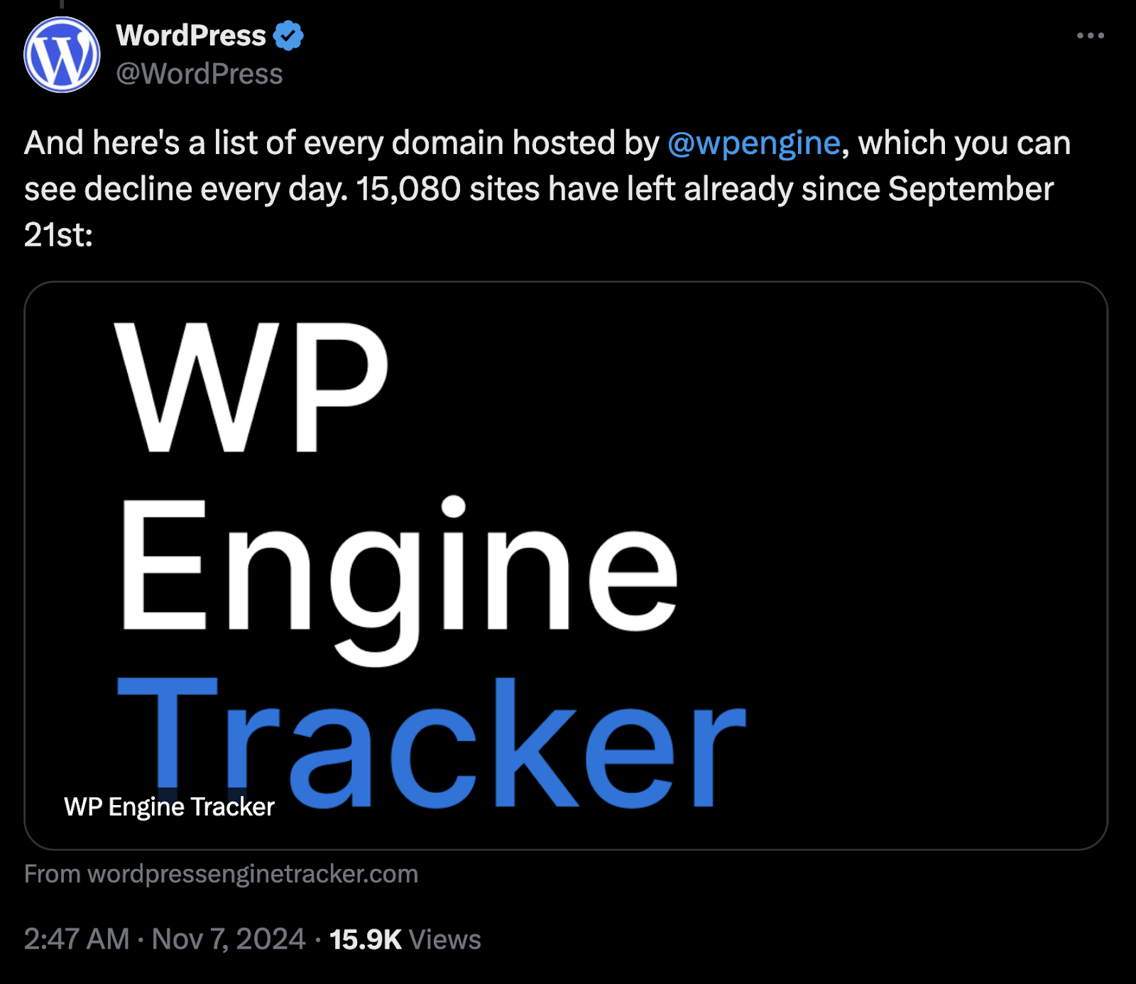 Automattic Launches ‘WP Engine Tracker’ to Monitor Sites Leaving WP Engine, Sparking Controversy