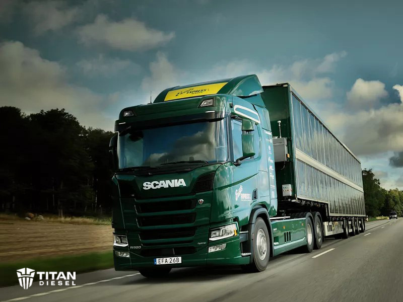 scania truck in road