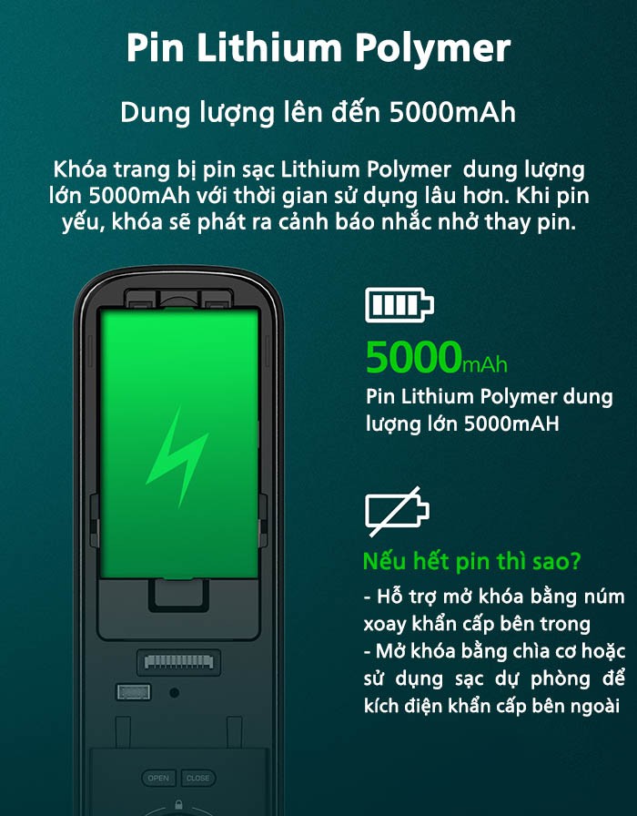 Sử dụng pin Lithium Polymer thân thiện, bảo vệ môi trường