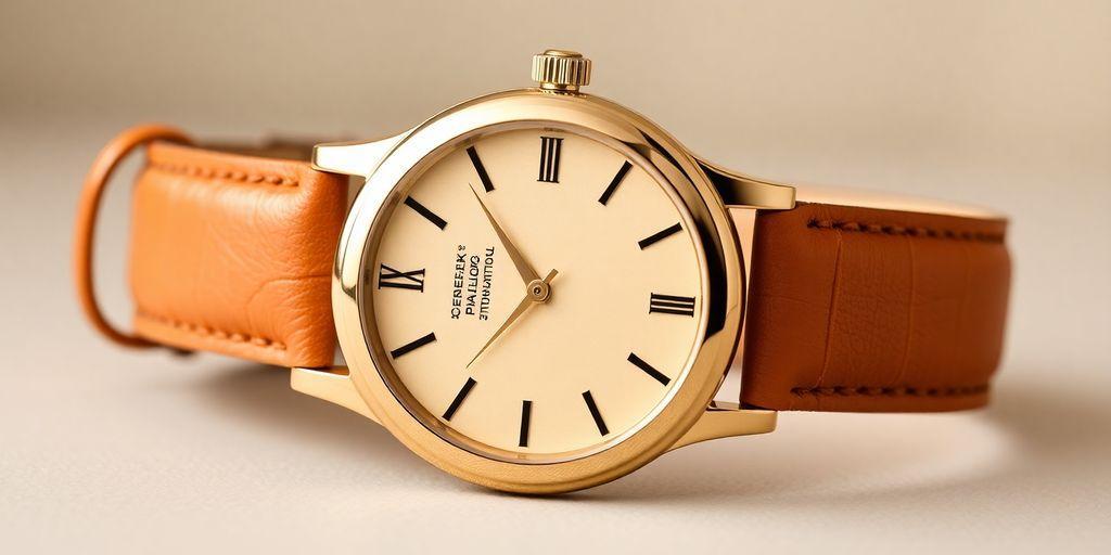 Patek Philippe Golden Ellipse watch with gold case.