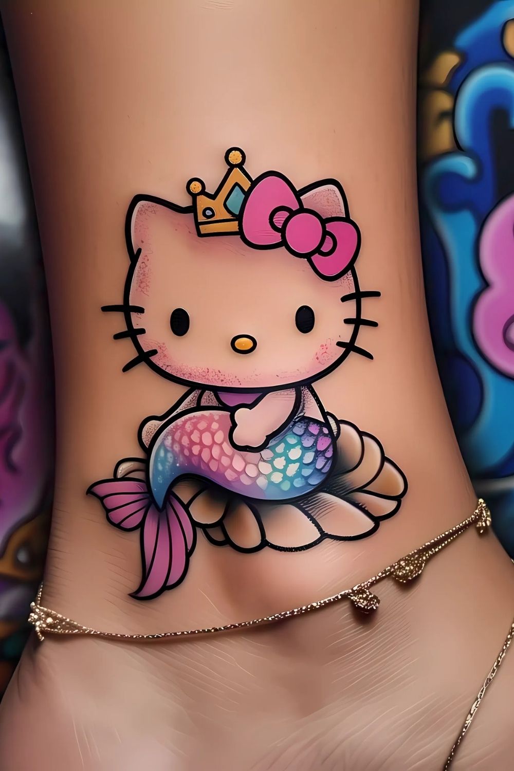  Hello Kitty as a Mermaid Tattoo