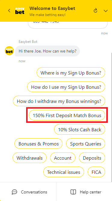 Easybet Customer Service Chat