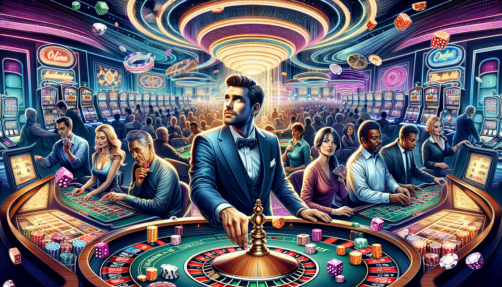 Illustration of a casino with the Spin Casino Canada logo