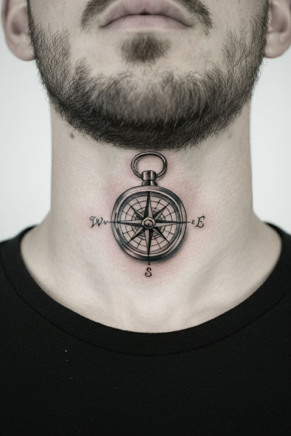 Compass Throat Tattoo