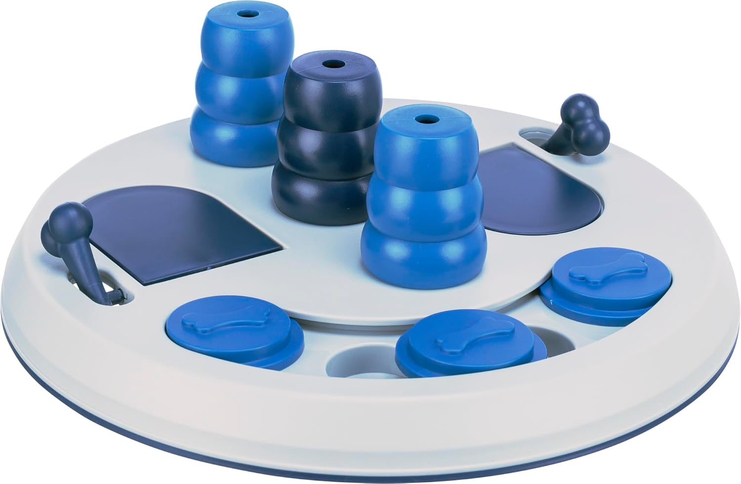 Blue and white TRIXIE Flip Board dog puzzle toy.