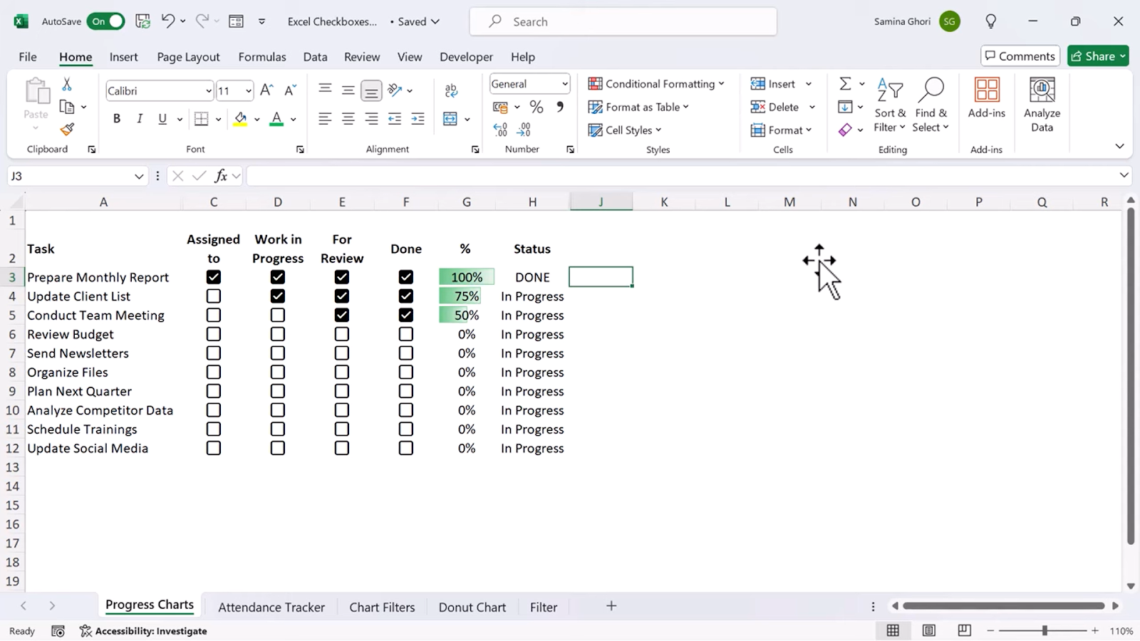 Conditional Formatting with Checkboxes