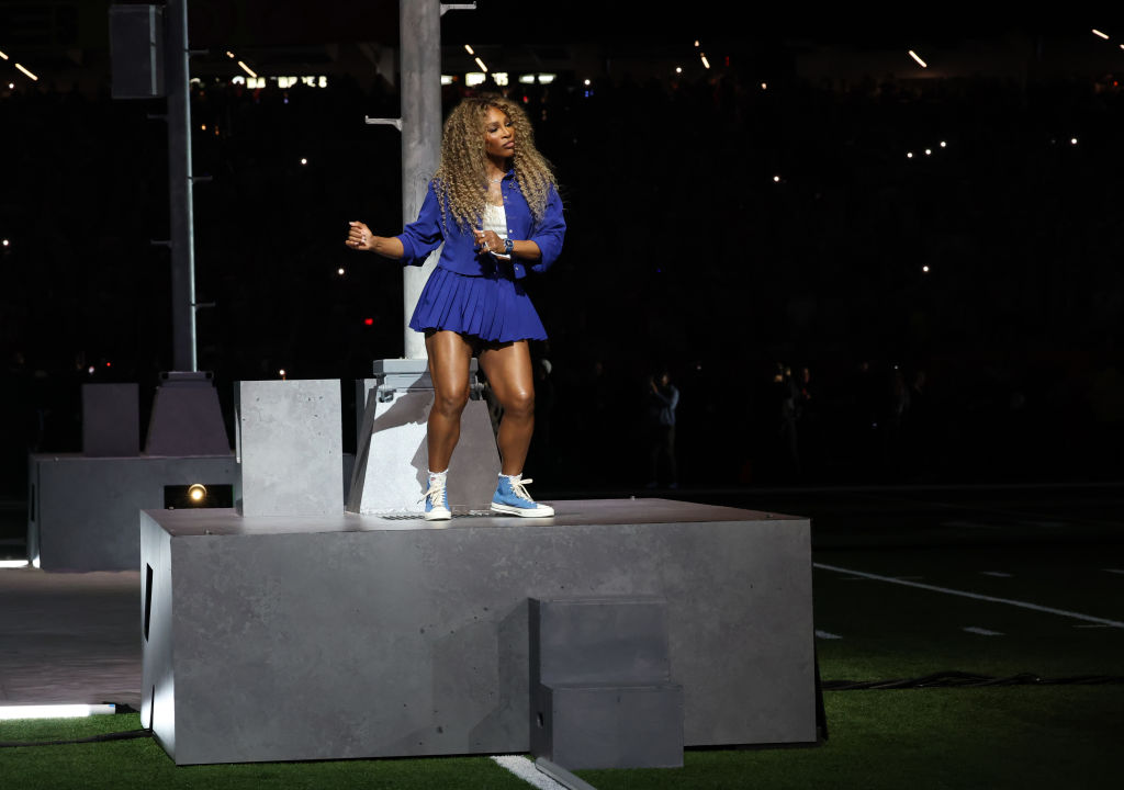 Serena Williams during Kendrick Lamar's Super Bowl 2025 halftime show in New Orleans on Feb. 9, 2025. PHOTO: FOX
