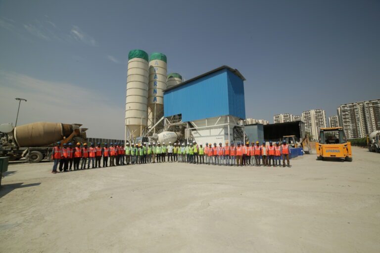 Aparna RMC team at advanced concrete batching plant in Hyderabad.