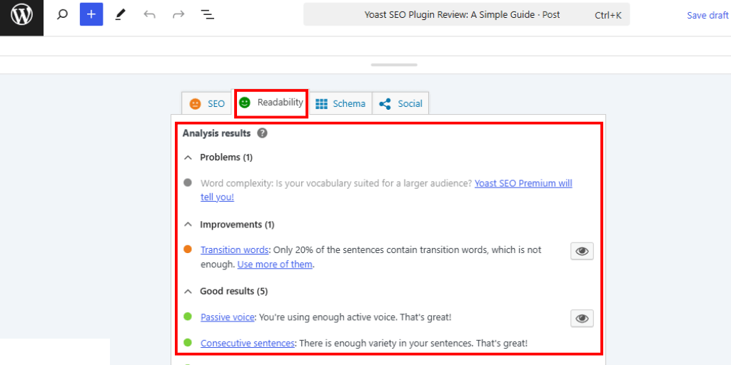 Yoast Readability Score Test