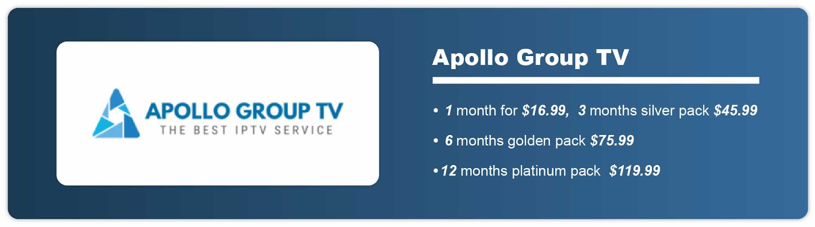 Apollo Group TV Pricing