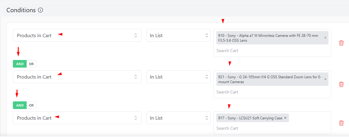 select and set products