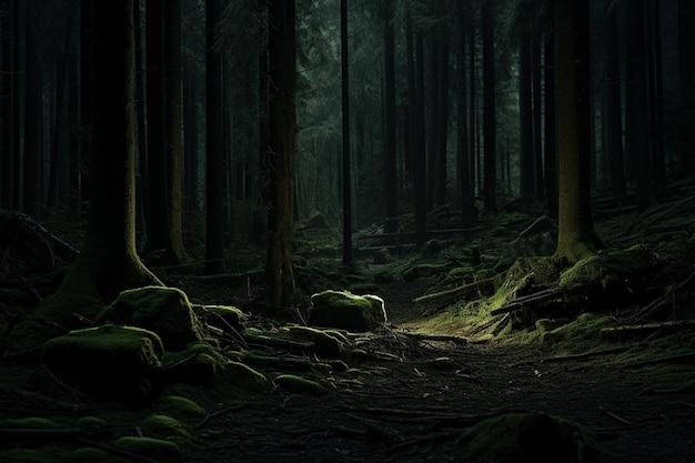 A dense dark forest | Premium AI-generated image