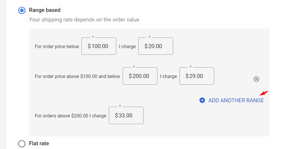 shipping rate