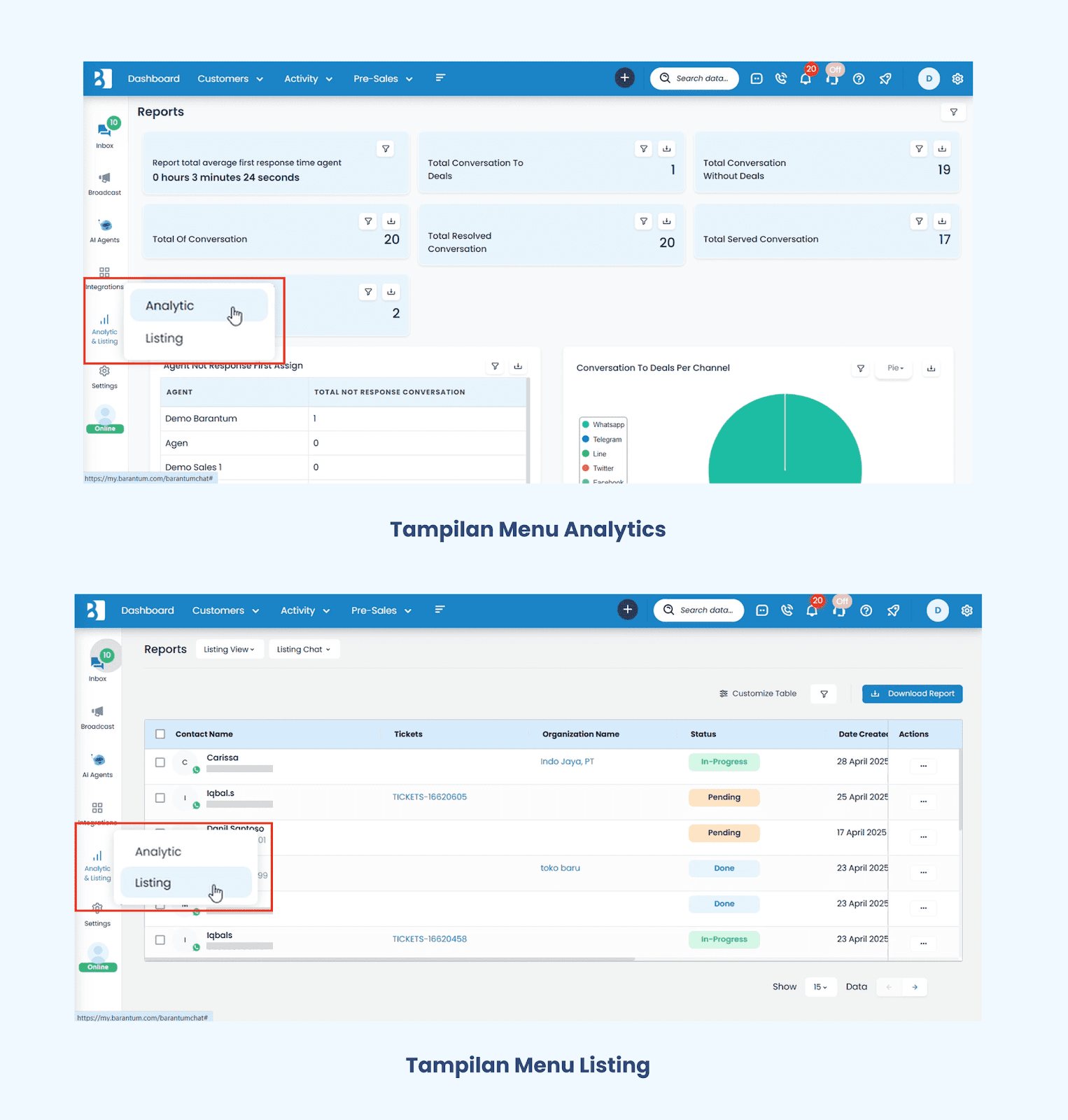 fitur update mar apr - analytic & listing