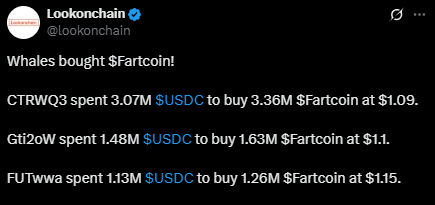 Whale Fartcoin accumulation