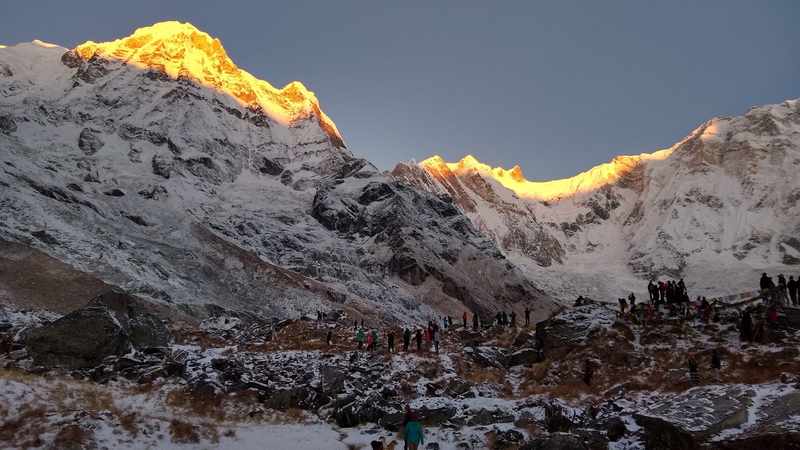 view of himalayas from Annapurna base camp trek