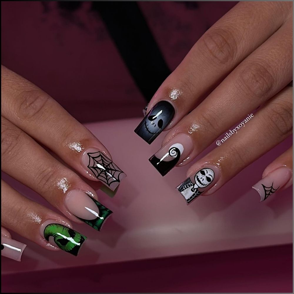 Close up of nails with spooky nails having Spooky versatile Nails