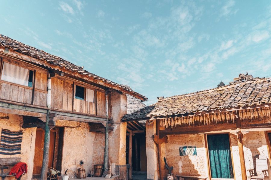 Earthen houses are a typical feature of the Mong people in Pho Cao.