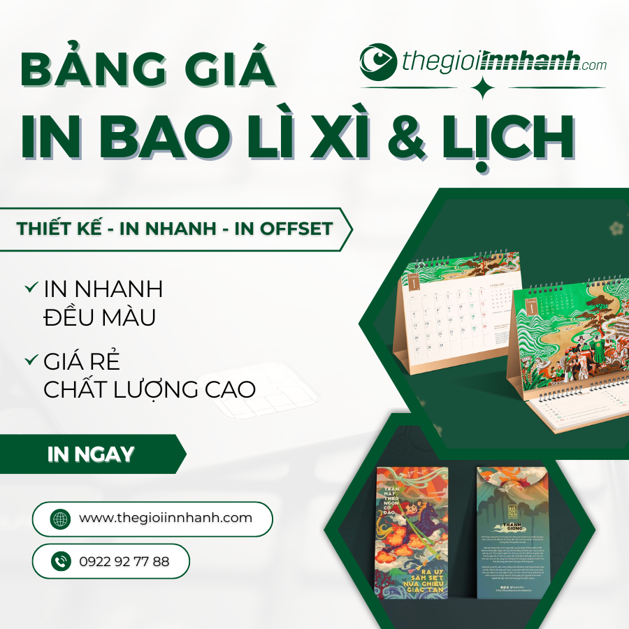 Bảng giá in Bao Lì Xì - in Lịch Tết