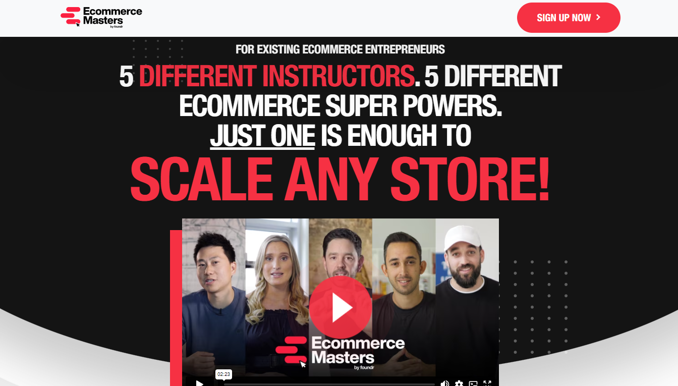 E-commerce Masters by Foundr Homepage