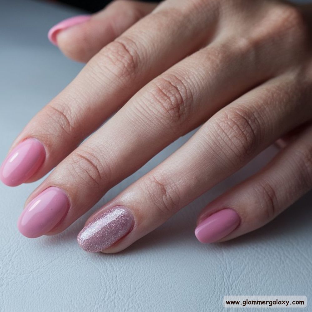 Old Money Inspired Nails having Glossy Pink Nails
